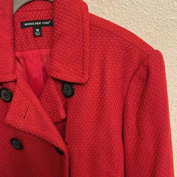 Briggs New York Women Two Button Pea Coat Red Size 12 - Picture 4 of 8